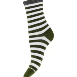 Ankel Sock Glitter, Grøn/Hvid