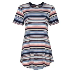 Bamboo Bigshirt, Blue/Terracotta Stripe