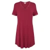 Bamboo Natkjole Kort Ærme, Ruby Red