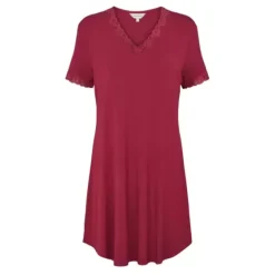 Bamboo Natkjole Kort Ærme, Ruby Red