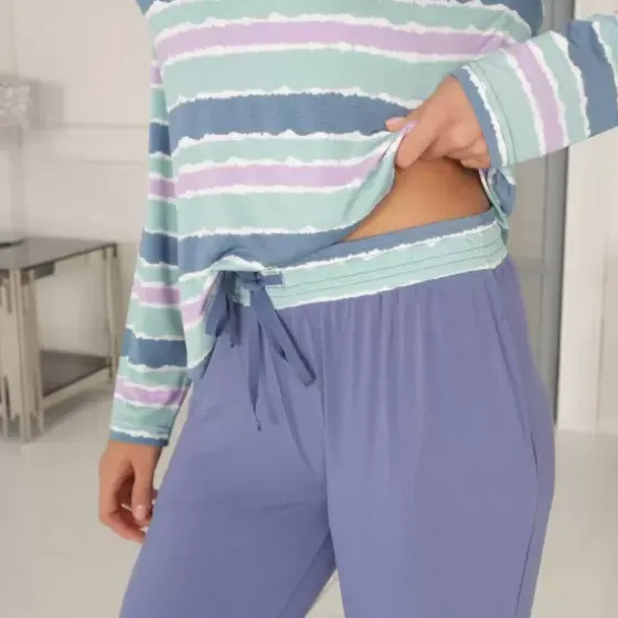 Bamboo Pyjamas, Blue-Lilac Aquarel