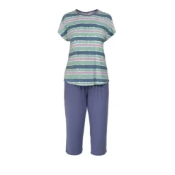 Bamboo Pyjamas Kort Ærme, Blue-Lilac Aquarel