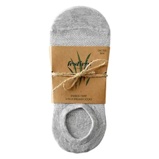 Bamboo Sneaker Sock 3-Pack, Grey