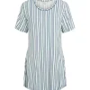 Bambus Natkjole Kort Ærme, Blue Grey Stripe