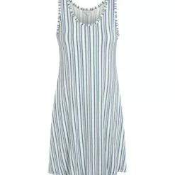 Bambus Natkjole Uden Ærmer, Blue Grey Stripe