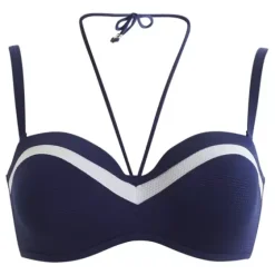Bikini Bandeau, Navy-White