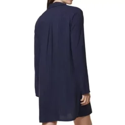 Boyfriend Natkjole Lang Ærme, Blue Dark Combination