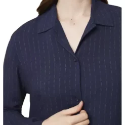 Boyfriend Natkjole Lang Ærme, Blue Dark Combination