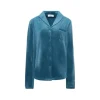 Boyfriend Velour Top, Smoky Blue