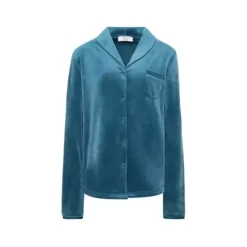 Boyfriend Velour Top, Smoky Blue