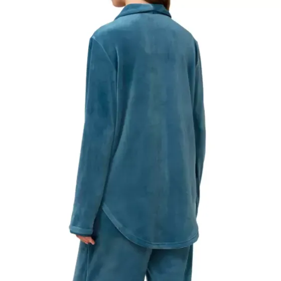 Boyfriend Velour Top, Smoky Blue