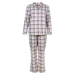 Cotton Fannel Pyjamas, Blue/Terracotta