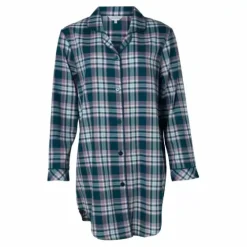 Cotton Flannel Natskjorte, Petrol Checks