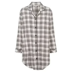 Cotton Flannel Natskjorte, Deer/Rose Checks