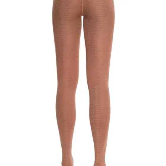 Croco Jacquard Tights, Coffee