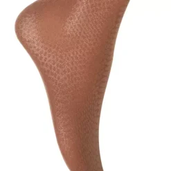 Croco Jacquard Tights, Coffee