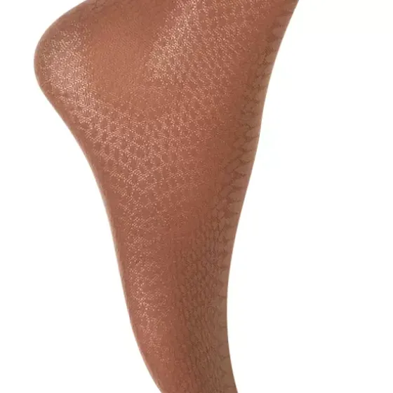 Croco Jacquard Tights, Coffee