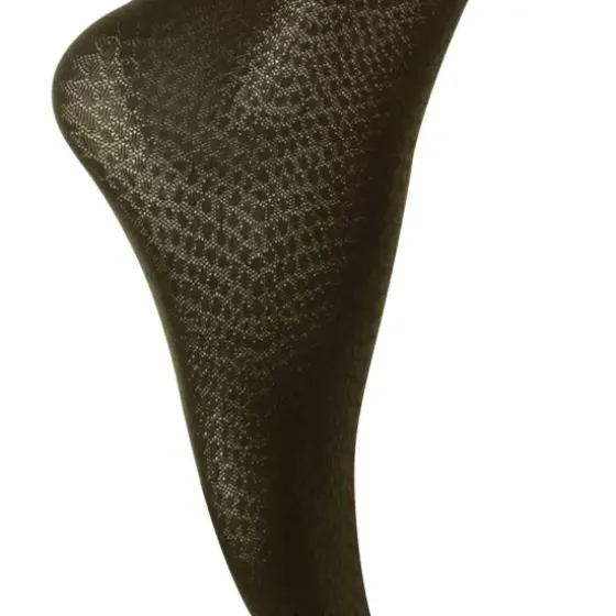 Croco Jacquard Tights, Dark Earth Green