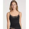 Feminin Spaghetti Top Med Blonde, Sort