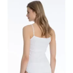 Feminin Spaghetti Top Med Blonde, Hvid