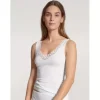 Feminin Tank Top Med Blonde, Hvid