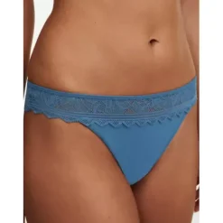 Floral Touch Tanga, Jeans Blue