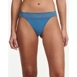 Floral Touch Tanga, Jeans Blue