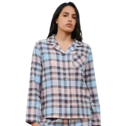 Heat Flannel Bluse, Print Carreaux