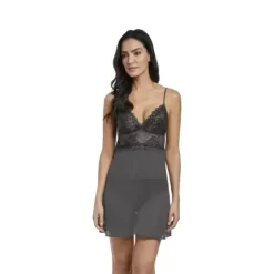 Lace Perfection Chemise, Grey