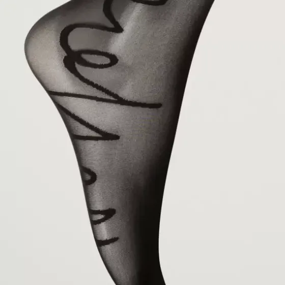 Logo Script Tights, Black/Black