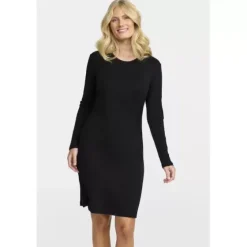 Natkjole Lang Ærme Merinould, Black