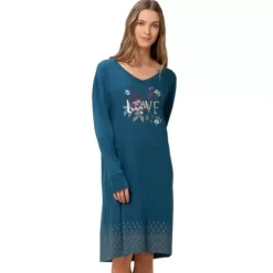 Nightdress Lang Ærme, Blue Dark