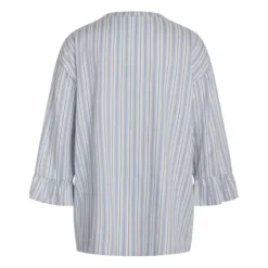 Ninna Natbluse 3/4 Ærme, Faded Denim Stripe