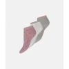 3-Pack Sneaker Bomuldsstrømpe, Grå/Pink/Hvid