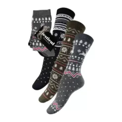 3 Pak Christmas Socks Cotton, Grey/Army/Black