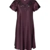 Pure Silk Natkjole Kort Ærme, Italian Plum