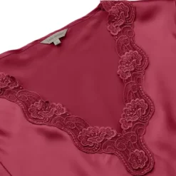 Pure Silk Natkjole Kort Ærme, Ruby Red
