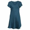 Pure Silk Natkjole M/Blonde, Dark Petrol