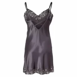 Pure Silk Slip With Lace, Graphite