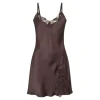 Pure Silk Slip W/Lace, Coffee Bean