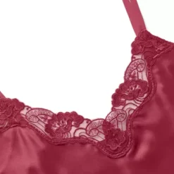 Pure Silk Slip W/Lace, Ruby Red