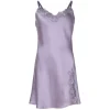 Pure Silke Kjole, Smal Strop Med Blonde, Lavendel