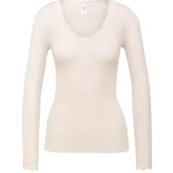Richesse Lace Langærmet, Uld/Silke Råhvid