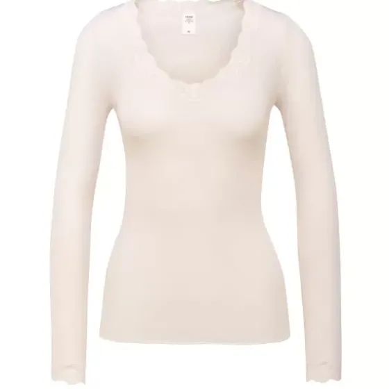 Richesse Lace Langærmet, Uld/Silke Råhvid