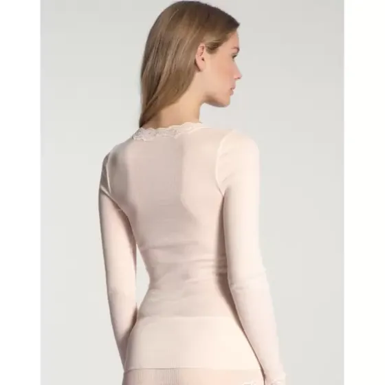 Richesse Lace Langærmet, Uld/Silke Råhvid