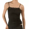 Richesse Lace Spaghetti Top, Uld/Silke Sort