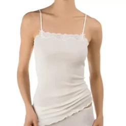 Richesse Lace Spaghetti Top, Uld/Silke Råhvid
