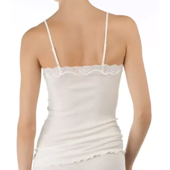 Richesse Lace Spaghetti Top, Uld/Silke Råhvid