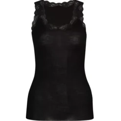 Richesse Lace Tank Top, Uld/Silke Sort