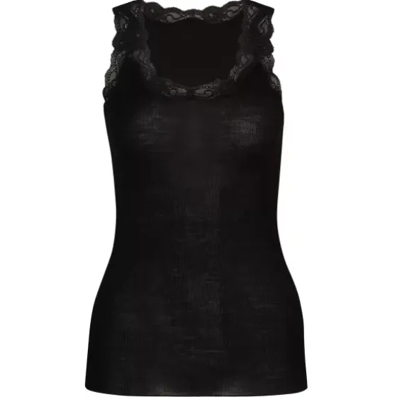 Richesse Lace Tank Top, Uld/Silke Sort